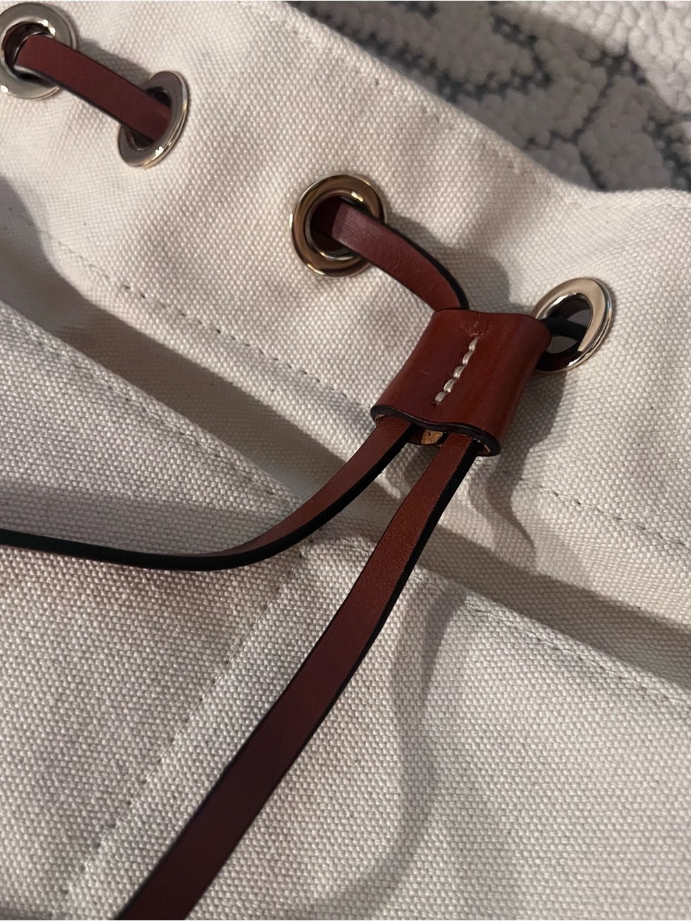 Dooney & Bourke Cream Canvas Shoulder Bag with Brown Leather Trim - Picture 7 of 7